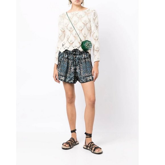 Ulla Johnson Nalani Quilted Bandana Cotton Shorts Sz 12